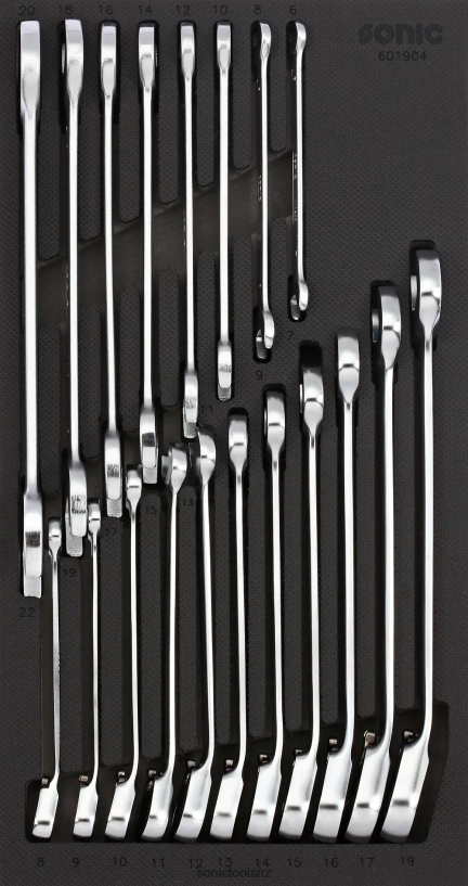 Practical Reversible Ratcheting & Open Wrench Set Sfs 1/3 19-Pcs Sonic X8N64D825