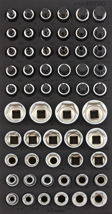 Reliable Bit Socket Set 1/2" Sfs 1/3 56-Pcs Sonic X8N64D216