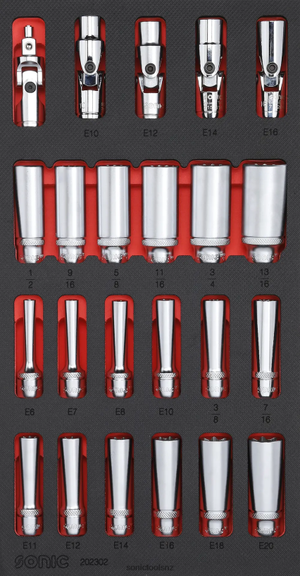 Reliable Deep Socket Set 3/8" (Sae) Sfs 1/3 23-Pcs Sonic X8N64D802