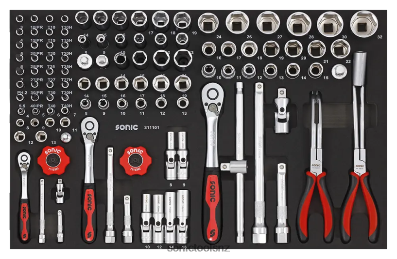 Practical Bit Socket Set 1/4" 3/8" & 1/2" Sfs 111-Pcs Sonic X8N64D223