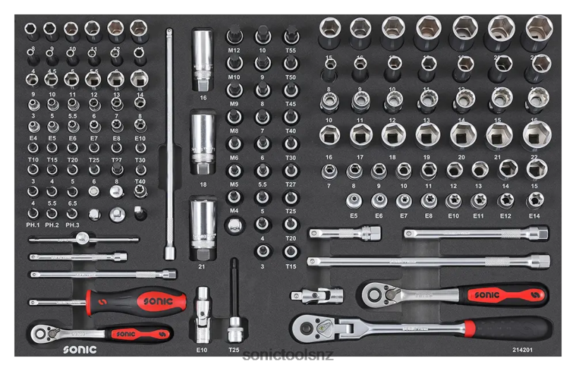 Practical Socket Combinaton Set 1/4" & 3/8" Sfs 142-Pcs Sonic X8N64D885