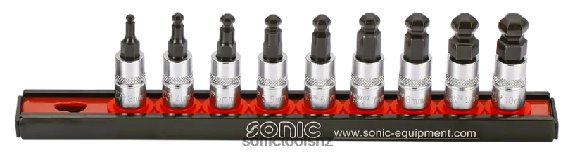 Latest Bit Socket Set 1/4" Hex With Ball End On Rail 9-Pcs Sonic X8N64D369
