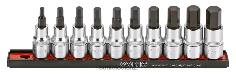 Practical Bit Socket Hex Set (Sae) On Rail 1/2" 10-Pcs Sonic X8N64D363