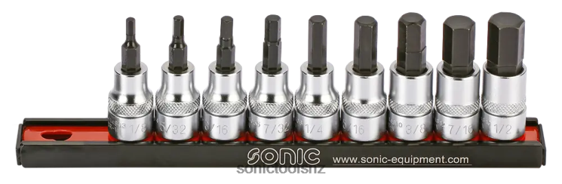 Reliable Bit Socket Hex Set 3/8" (Sae) On Rail 9-Pcs Sonic X8N64D364