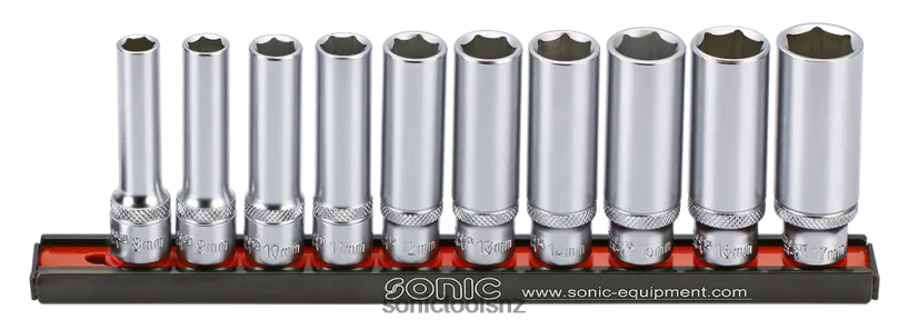 Practical Flank Deep Socket 3/8" 6 Pt. On Rail 10-Pcs Sonic X8N64D331