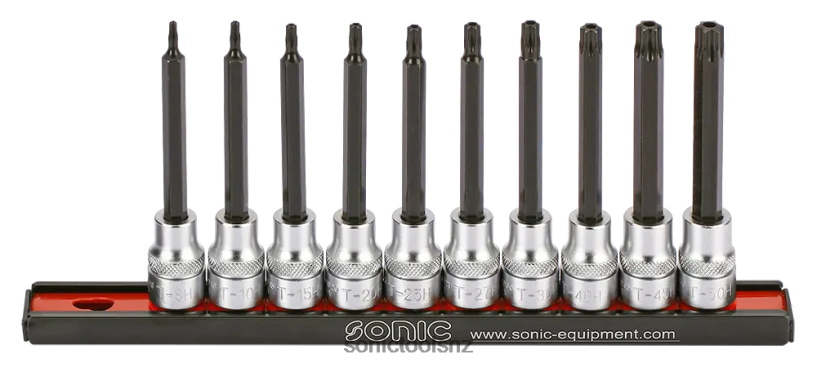 Practical Bit Socket Set 3/8" Tx Tamperproof Long On Rail 10-Pcs Sonic X8N64D2157