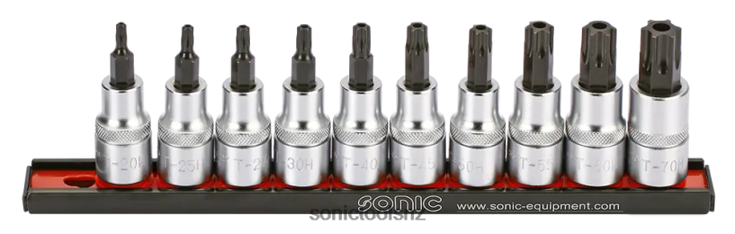 Practical Tx Tamper Bit Socket Set On Rail 1/2" 10-Pcs Sonic X8N64D2161